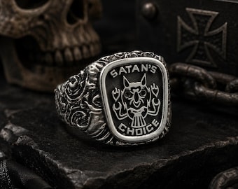Satan's Choice Solid Men's Biker Motorcycle Club Ring | 925