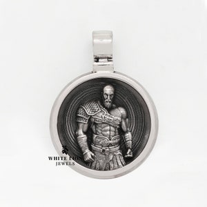 Kratos God of War Big Pendant Oxidized 925 Silver Biker Rider Gift Men