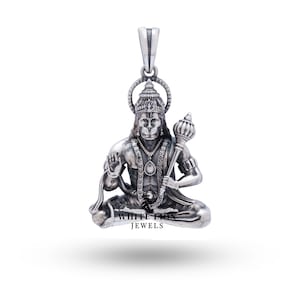 Hanuman Pendant | 925 Sterling Silver | Handcrafted Spiritual Jewelry | Oxidized Silver Design