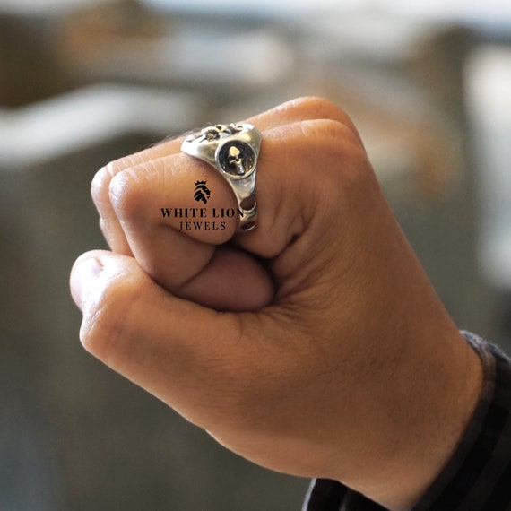 Plus Skull Biker Rider Rider Anello in argento sterling 925
