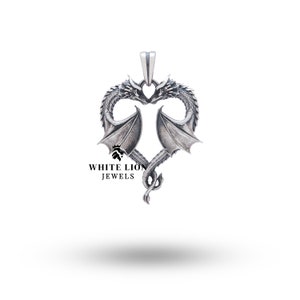 Dragons Creature Heart Pendant | 925 Sterling Silver | Unique Artistic Jewelry | Mythical Gift Idea