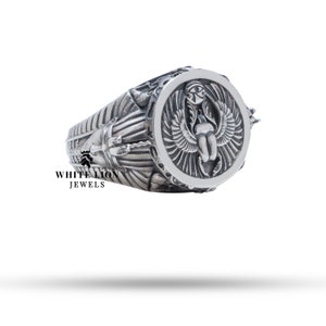 Exquisite Scarab Pharaoh Ring | 925 Sterling Silver | Handcrafted Egyptian Jewelry | Unique Statement Piece