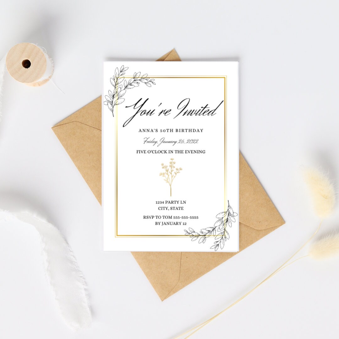 Simple Birthday Invitation Template - Etsy