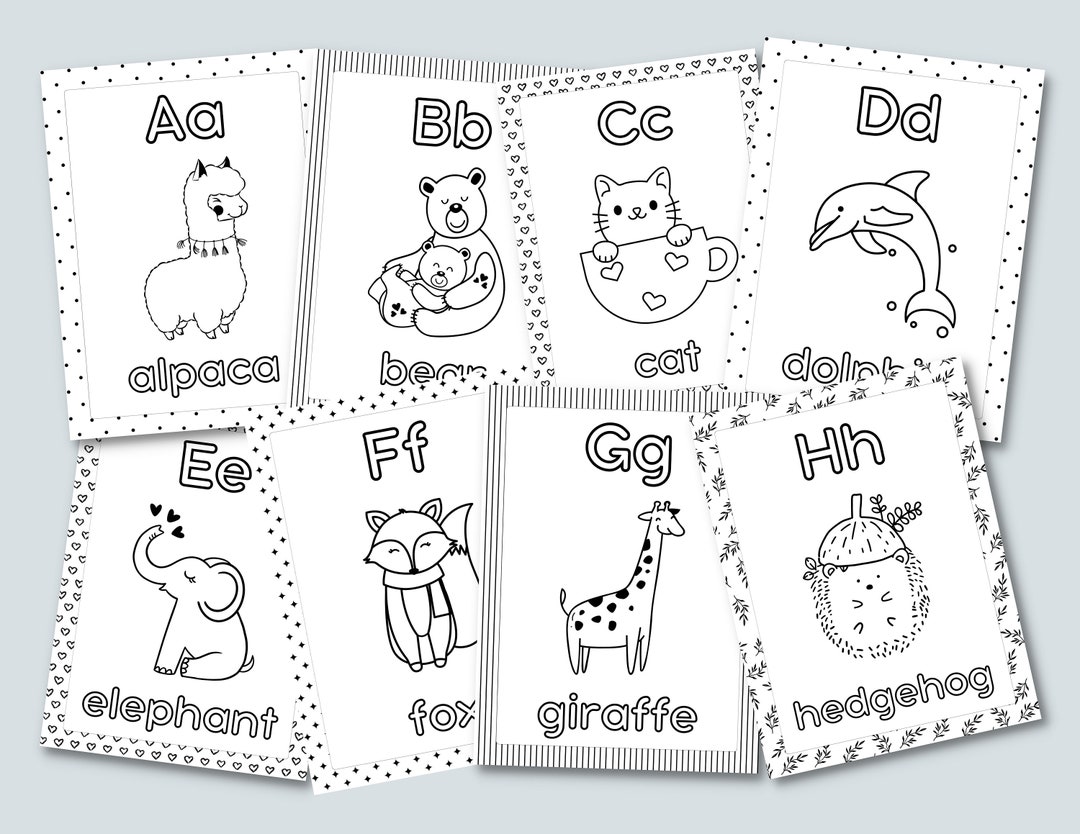 ABC Animal Coloring Pages Cute Animal Drawings Kawaii Animals Letter