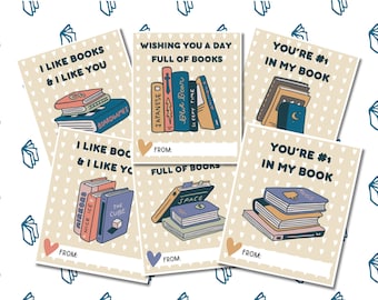 Bookish Valentines / Libro Valentines / Descarga Digital / Tarjetas Imprimibles / Valentines Para Maestro