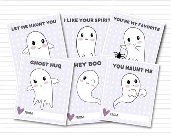 Kawaii Ghost Valentines | Digital Download | Printable Cards | Cute Ghosts