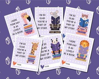 Libro San Valentín / Animales y Libros San Valentín / Descarga Digital / Tarjetas Imprimibles / Maestro San Valentín