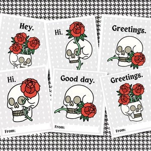 Skull Rose Valentines | Digital Download | Printable Cards | Goth Style