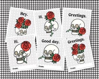 Skull Rose Valentines | Digital Download | Printable Cards | Goth Style