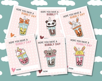 Bubble Tea Valentines / Boba Tea / Descarga Digital / Tarjetas Imprimibles / Kawaii Valentines