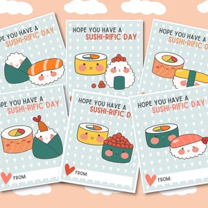 Sushi Valentines | Kawaii Valentines | Digital Download | Printable Cards |