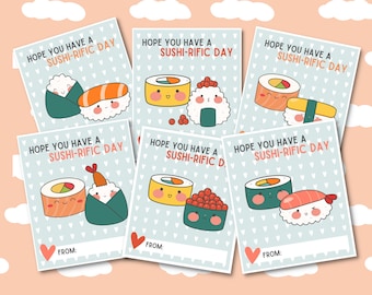 Sushi Valentines | Kawaii Valentines | Digital Download | Printable Cards |