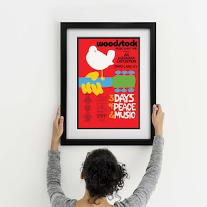 Woodstock Poster Hendrix Grateful Dead Santana The Who - Three Framed Print Options EXCLUSIVE