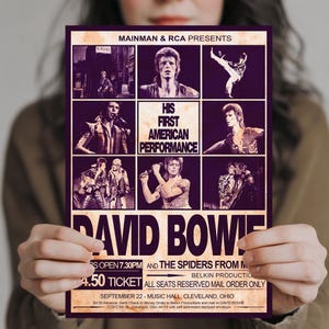 David Bowie 1972 Ohio Concert - prints en posters in meerdere formaten - opties VK en VS EXCLUSIEF