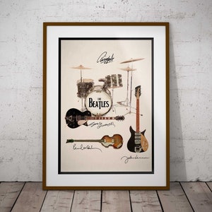 The Beatles - Kit & Guitars Lennon McCartney - Multi Print Both UK and USA Sizes or Three Framed Options EXCLUSIVE