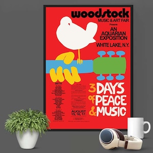 Woodstock Poster Hendrix Grateful Dead Santana The Who - Stampe e poster multi-formato - Opzioni per Regno Unito e Stati Uniti
