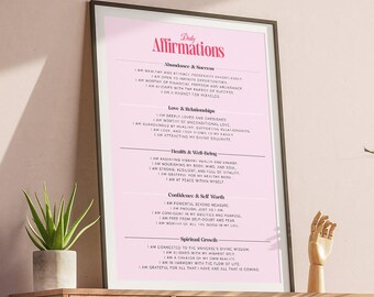 Poster Kunstdruck Pink | Manifestation Zitat Poster | Gesetz der Anziehung spirituelle Wanddekoration | Self Love Fülle Positiv Print
