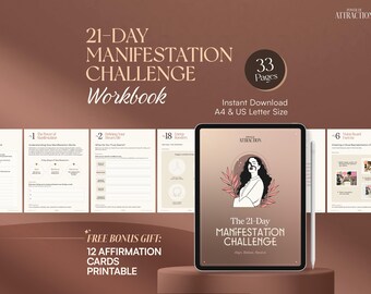 21-daagse manifestatie-uitdaging werkboekplanner Law of Attraction-dagboek manifesteer je dromen overvloedige mentaliteit stap voor stap manifestatie