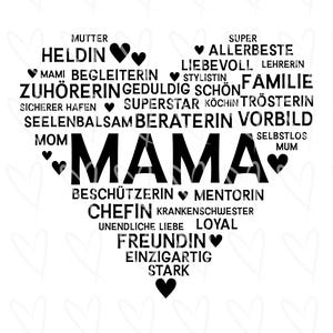 Plotterdatei Herz Wortbild Familie | Mama | svg png pdf | Geschenkidee DIY | Sofort-Download
