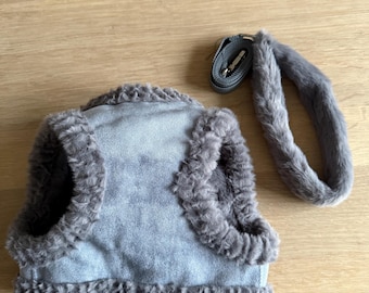 Fluffy Dog Harness and Lead Set: Winter Pet Accessories