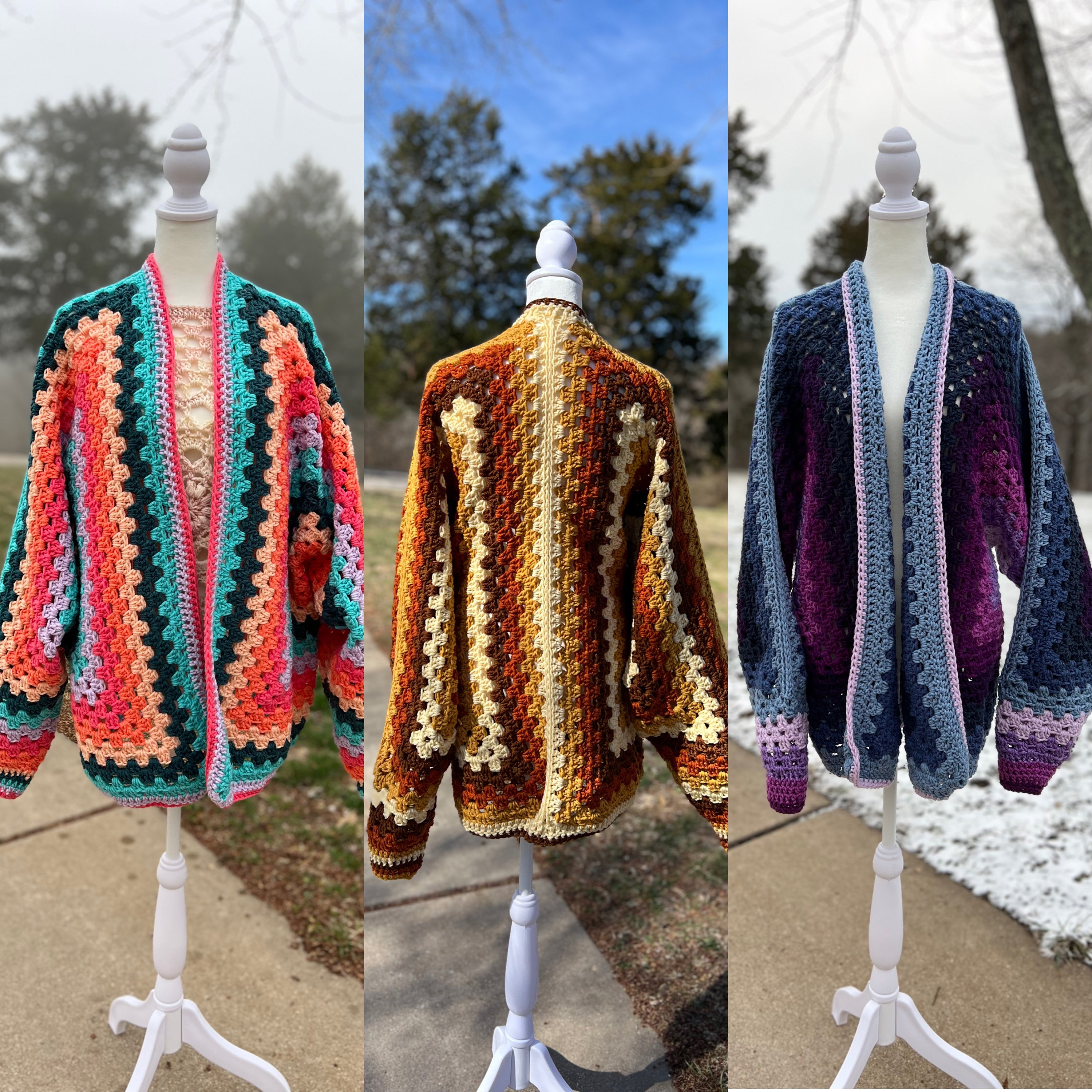 PATTERN: Four-Color Hexagon Cardigan Crochet Pattern - Etsy 日本