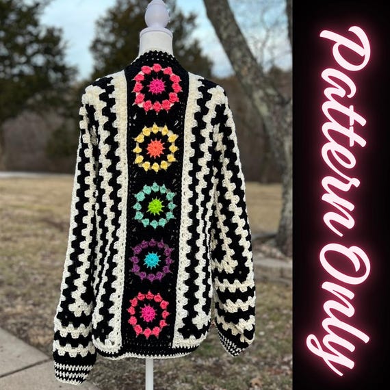 PATTERN: Hexagon Cardigan With Starburst Granny Square Back Panel
