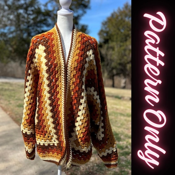 PATTERN: Four-Color Hexagon Cardigan Crochet Pattern