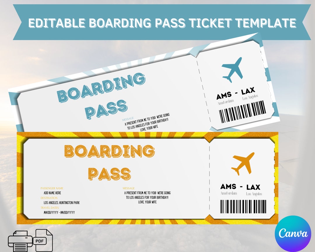 Suprise Editable Boarding Pass Template Suprise Printable - Etsy