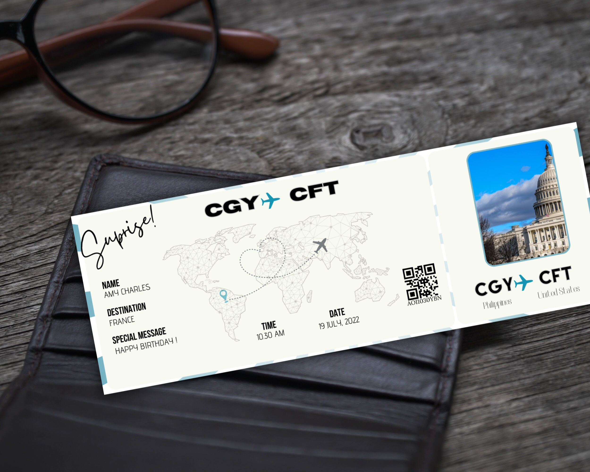 Editable Boarding Pass Template Suprise Printable Airline - Etsy