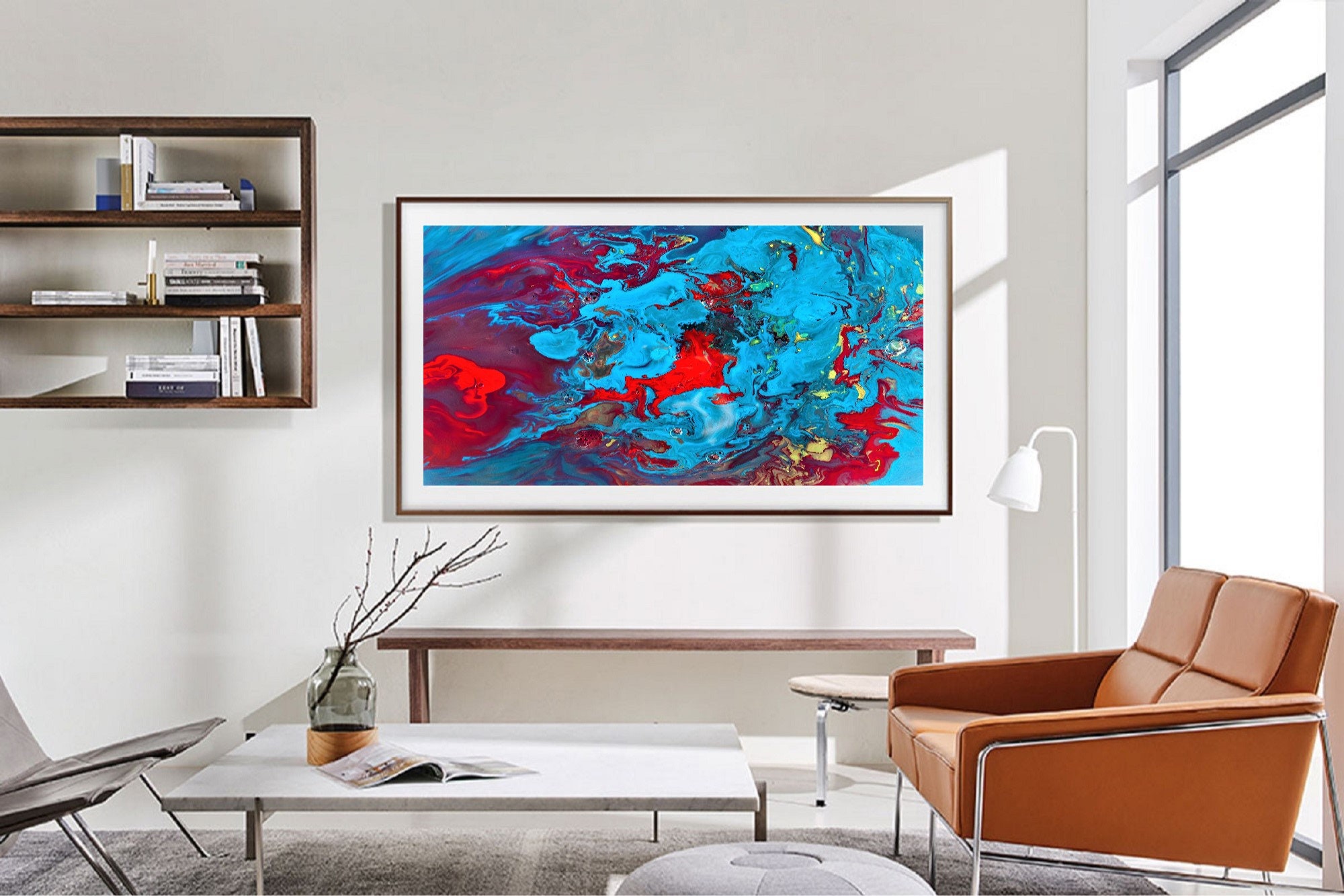 The Frame, Red, Blue, Abstract, Contemporary, Vivid, Textured, Samsung