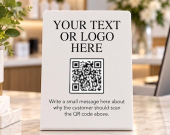 Personalised Freestanding QR Code Desk Sign