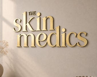 Brushed Gold Text Wall Sign | Custom Laser Cut Text Logo Sign, Salon & Beauty Wall Decor