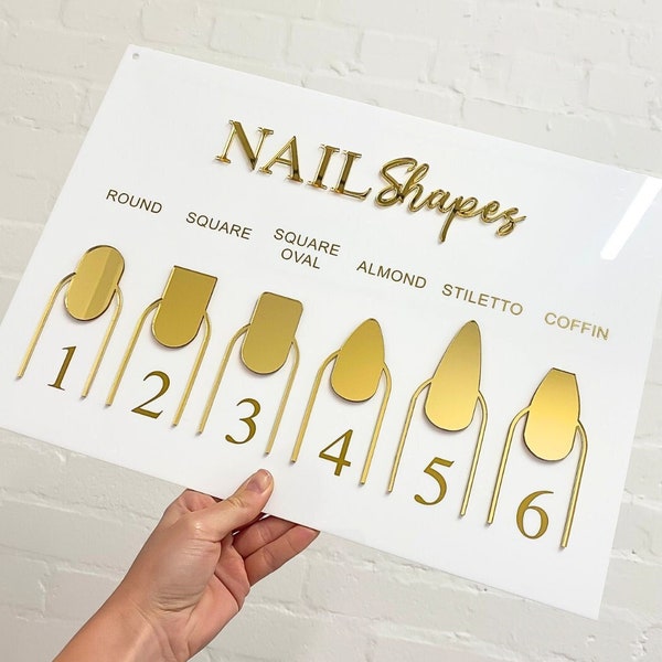 Nail Shape Display Sign | Acrylic Salon Sign | Aesthetics & Nail Care Artistry | Nail Tech Essential | Small Business Signage