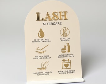 Acrylic Lash Aftercare Salon Sign | Lash Tech Decor, A5 Arch