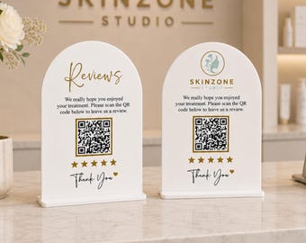 Custom QR Code Sign, Acrylic Business Display, Personalised Google Review Sign for Salons & Shops