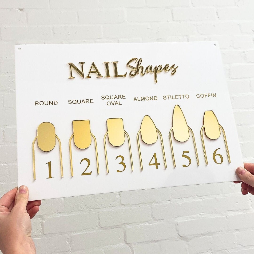 Nail Table Sign Nail Shape Display Sign | Acrylic Salon Sign | Aesthetics & Nail Care ...
