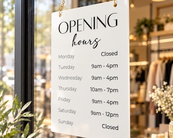 Personalised Opening Hours Hanging Door Sign
