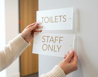Custom Text Door Plaque Signs | Personalised Office, Toilet, Staff Only Signage | Modern Commercial Wall Sign