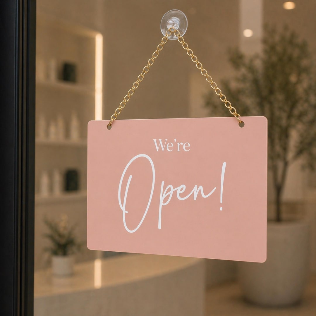 Double Sided Open Closed Hanging Door Sign | Acrylic Business Sign - Etsy