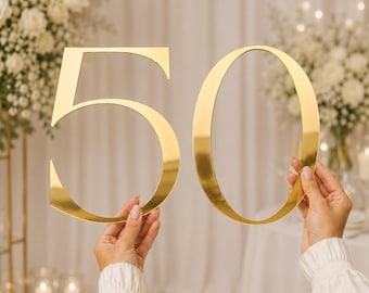 Gold Mirror Acrylic Event Numbers | Large Birthday Numbers for Backdrops, Sailboards & Balloon Displays