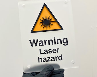 3D Acrylic Laser Hazard Warning Sign | Modern Safety Signage for CO2 Laser Treatments | Aesthetic Studio & Office Decor