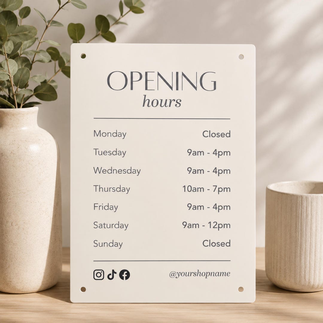 Salon Operating Hours Example Salon Opening Hours Sign | Personalised Aesthetics Clinic Door Plaque ...