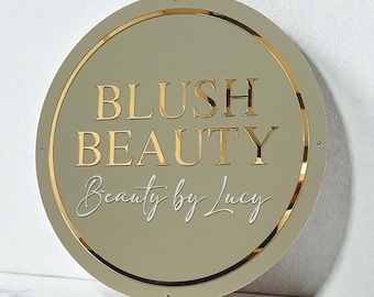 3D Acrylic Circle Salon Sign – Custom Logo Wall Sign for Beauty Studios