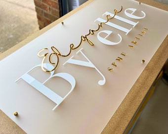 Custom Logo Stand-Off Wall Sign | Professional Rectangle Business Signs | Hair Salon, Nail Studio, Aesthetics Clinic, Beauty Shop Signage