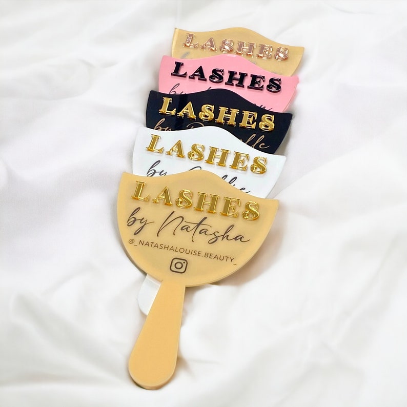 Personalised Eyelash Technician Prop Handheld Mirror Social Media Prop Lash Extension Face Paddle Lash Room Decor Aesthetics Signage image 4