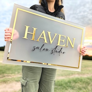 Custom Logo Stand-off Wall Sign | Professional Rectangle Business Signs ...