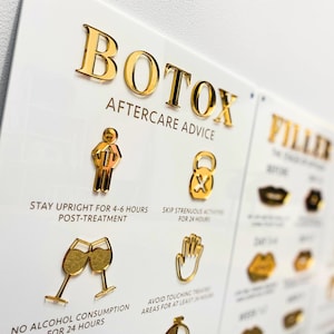 Botox Nazorg Advies 3D Acryl Bord | Esthetiek Displayborden | Beauty Clinic wanddecoratie | Informatiebord salon | A3-formaat