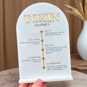 Akrylskylt med stativ för Toxin Journey – Botox Aesthetics Studio Signage, A5-storlek