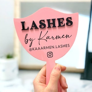 Personalised Eyelash Technician Prop | Handheld Mirror Social Media Prop | Lash Extension Face Paddle | Lash Room Decor | Aesthetics Signage