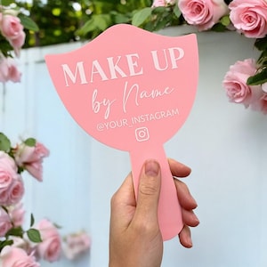 Make Up Technician Social Media Prop | Personalised Handheld Mirror | Lashes and Brows Face Paddle | Lash Room Decor | Aesthetics Prop Sign